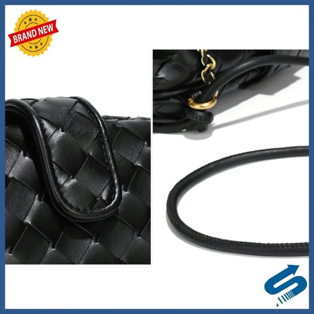 Handwoven PU Leather Crossbody Shoulder Bag Satchel Purse